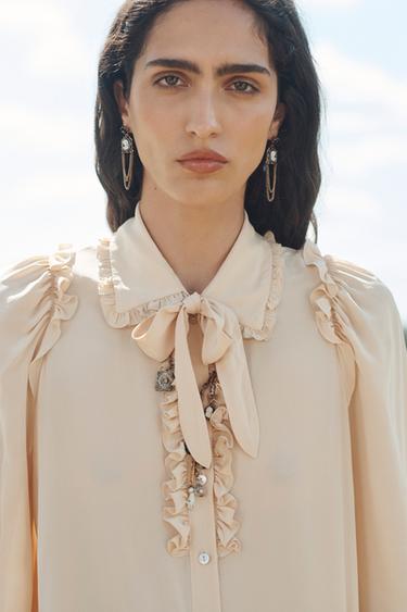 CHEMISE ROMANTIQUE À NŒUD ÉDITION LIMITÉE - Pêche de Zara - Image 3