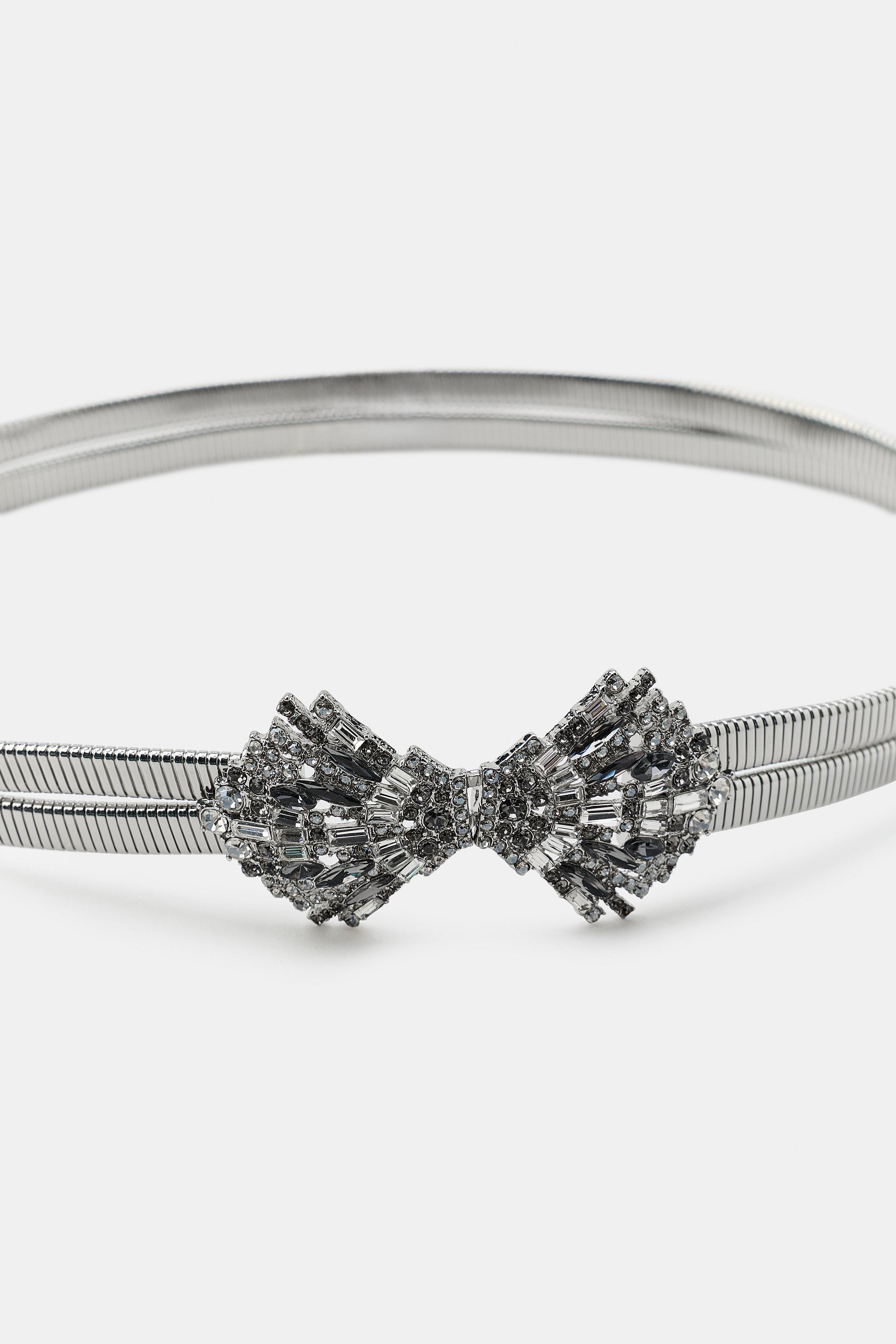 Женские ремни Zara DOUBLE JEWEL STRETCH BELT — фото 4