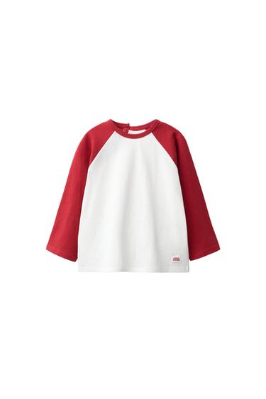 SHIRT MIT KONTRAST-RAGLANÄRMELN - Rot von Zara