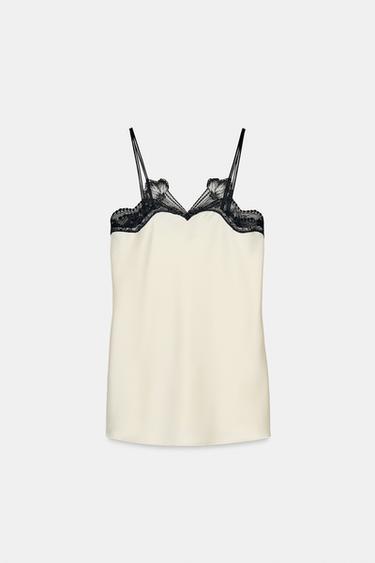 ZW COLLECTION CONTRAST LACE TOP - Ecru by Zara - Image 6