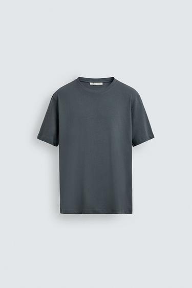 Zara BASIC MEDIUM WEIGHT T-SHIRT - Petrol blue