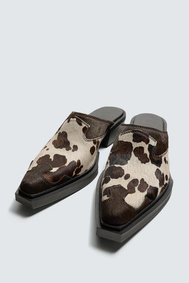 Zara LEATHER CLOGS - Brown