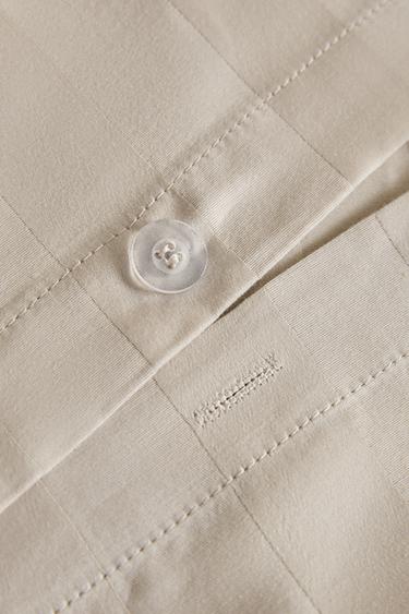 STRIPED SATEEN DUVET COVER (500 THREAD COUNT) - Light grey by Zara