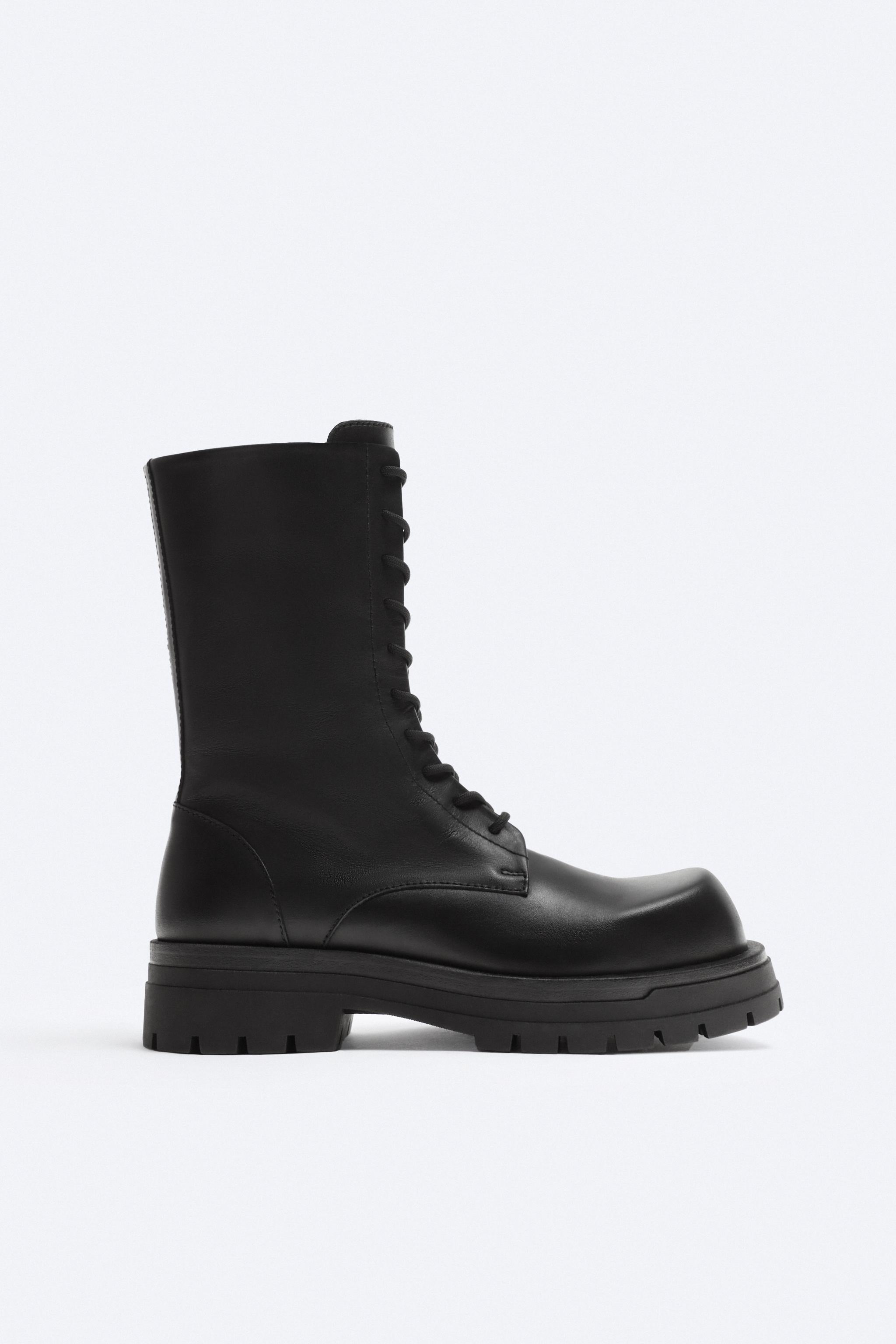 LEATHER LACE-UP KNEE-HIGH BOOTS - LIMITED EDITION - Black | ZARA 