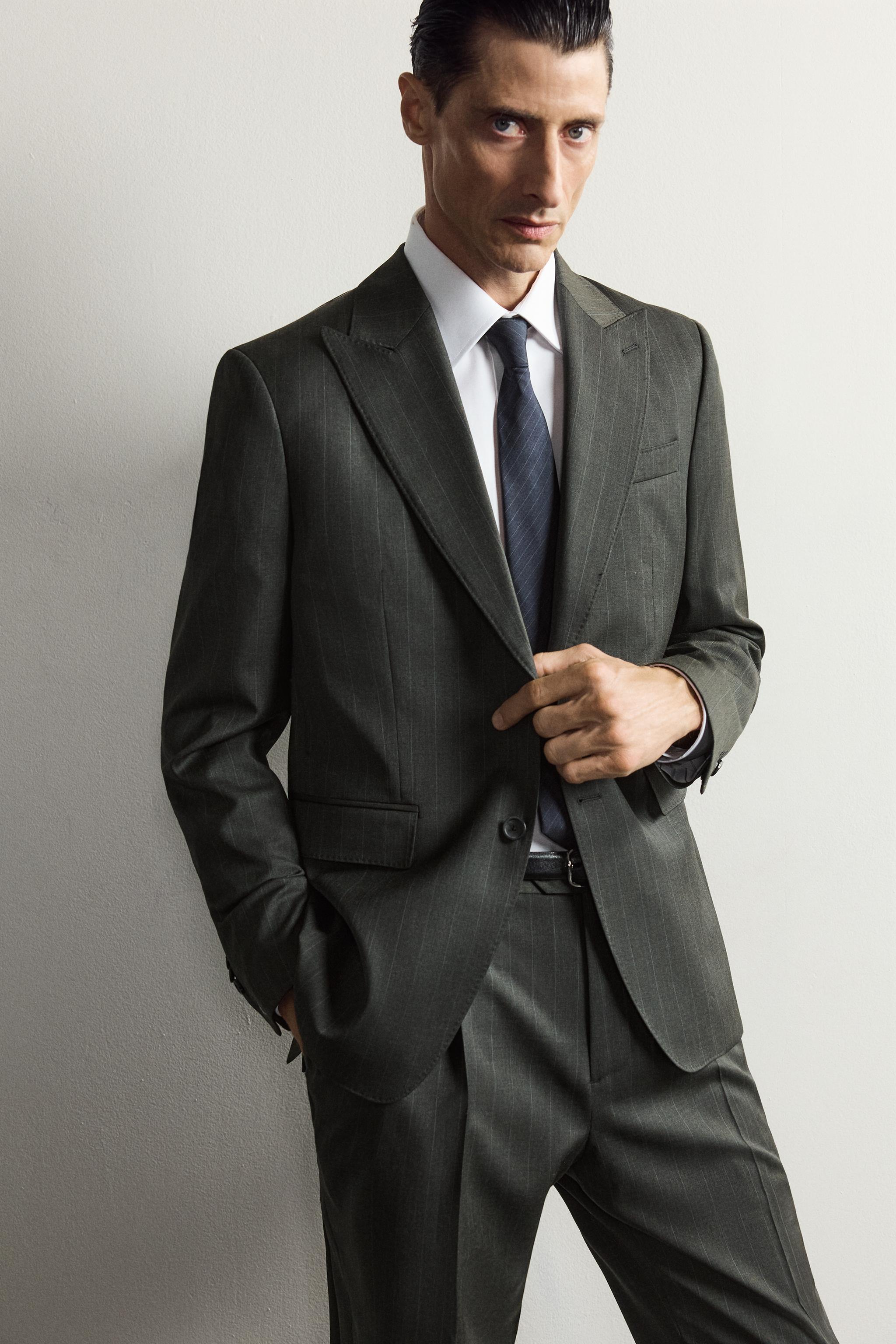 BLAZER COSTUME RAYURES 100% LAINE
