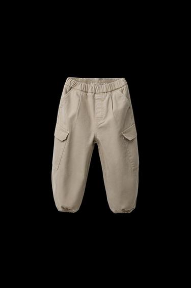 Zara TWILL BALLOON JOGGER PANTS - Sand - Image 0