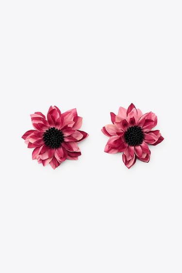 MAXI PENDIENTES FLOR CONTRASTE - Rosa de Zara
