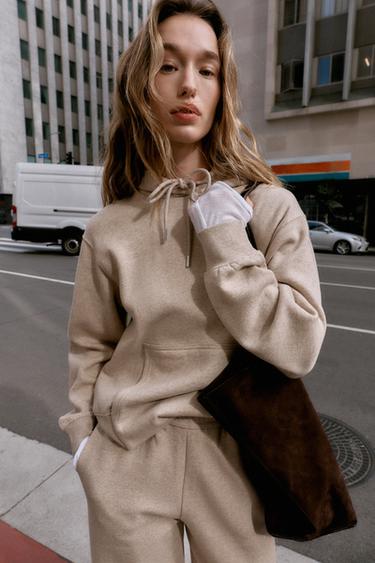 Zara 基本款連帽運動衫 - 斑紋米色