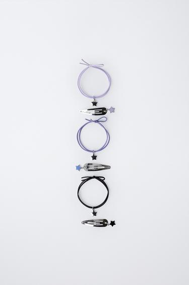LOT DE TROIS ÉLASTIQUES ET TROIS PINCES ÉTOILE - Lilas de Zara - Image 0