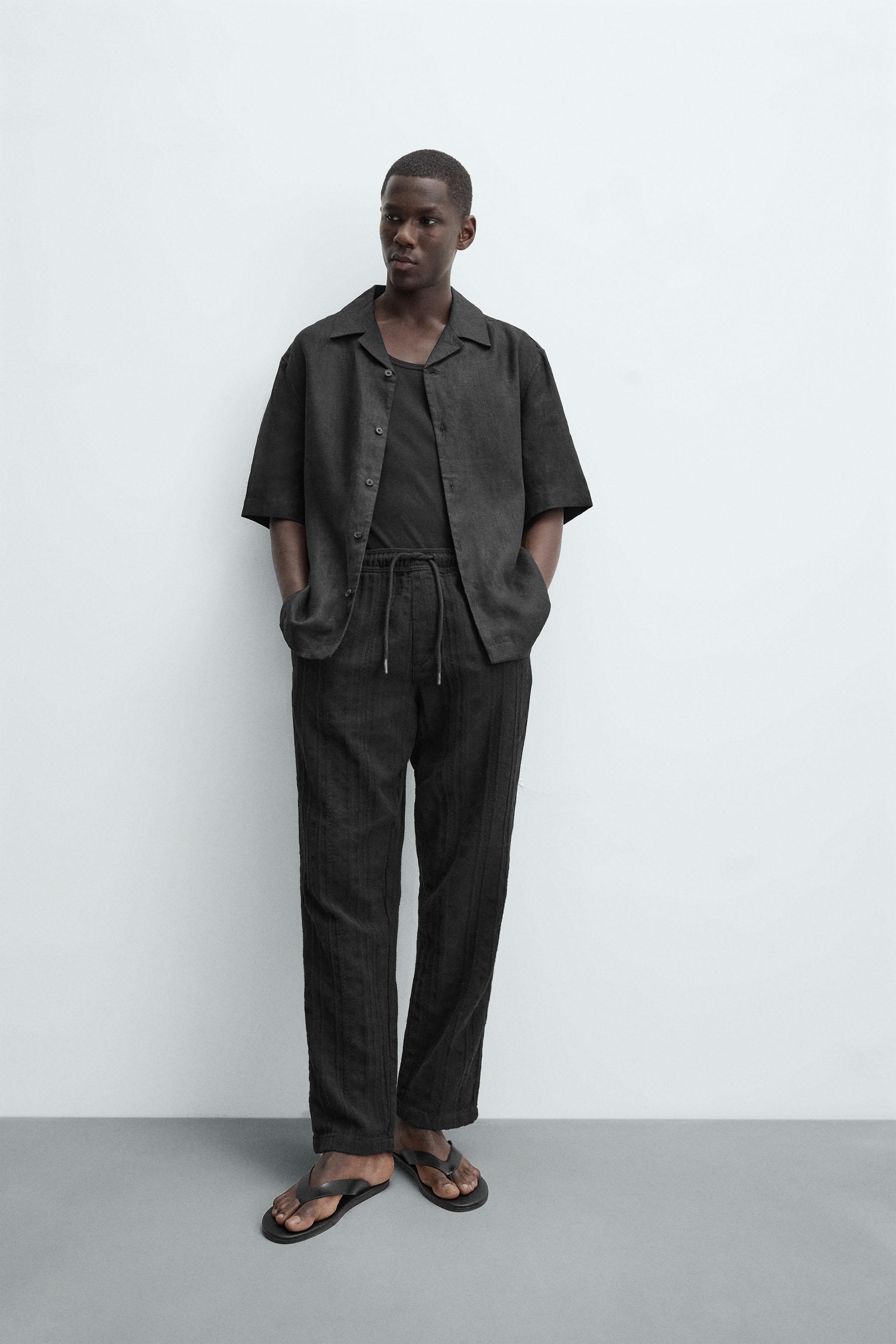 スペイン発送 ZARA リラックスフォールドパンツ 上品カジュアル スペイン発送 ZARA ストライプヘリンボウパンツ 上品カジュアル
