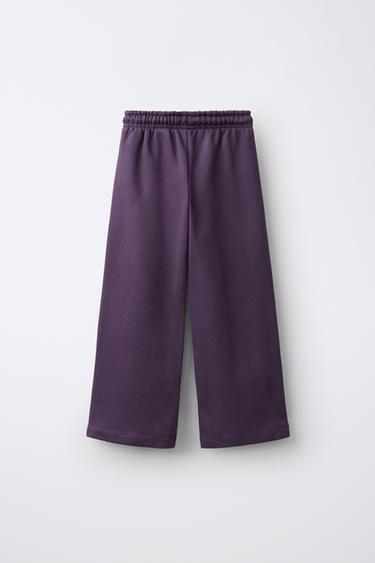 WIDE LEG JOGGING PANTS — Eggplant 2