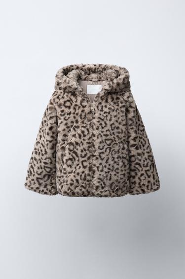 Zara ANIMAL PRINT FAUX FUR JACKET - Leopard