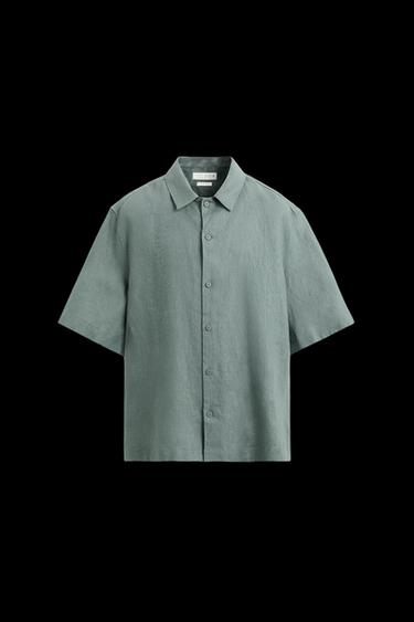 RELAXED-FIT-HEMD AUS 100 % LEINEN - Graugrün von Zara - Bild 0