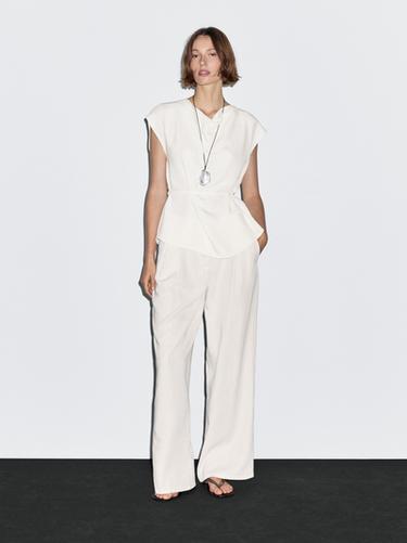 Zara Wide-leg trousers with double dart - White - Image 0