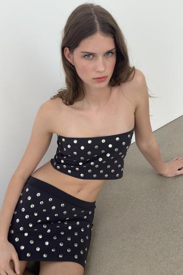 STUDDED MINI SKIRT - Grey by Zara - Image 3