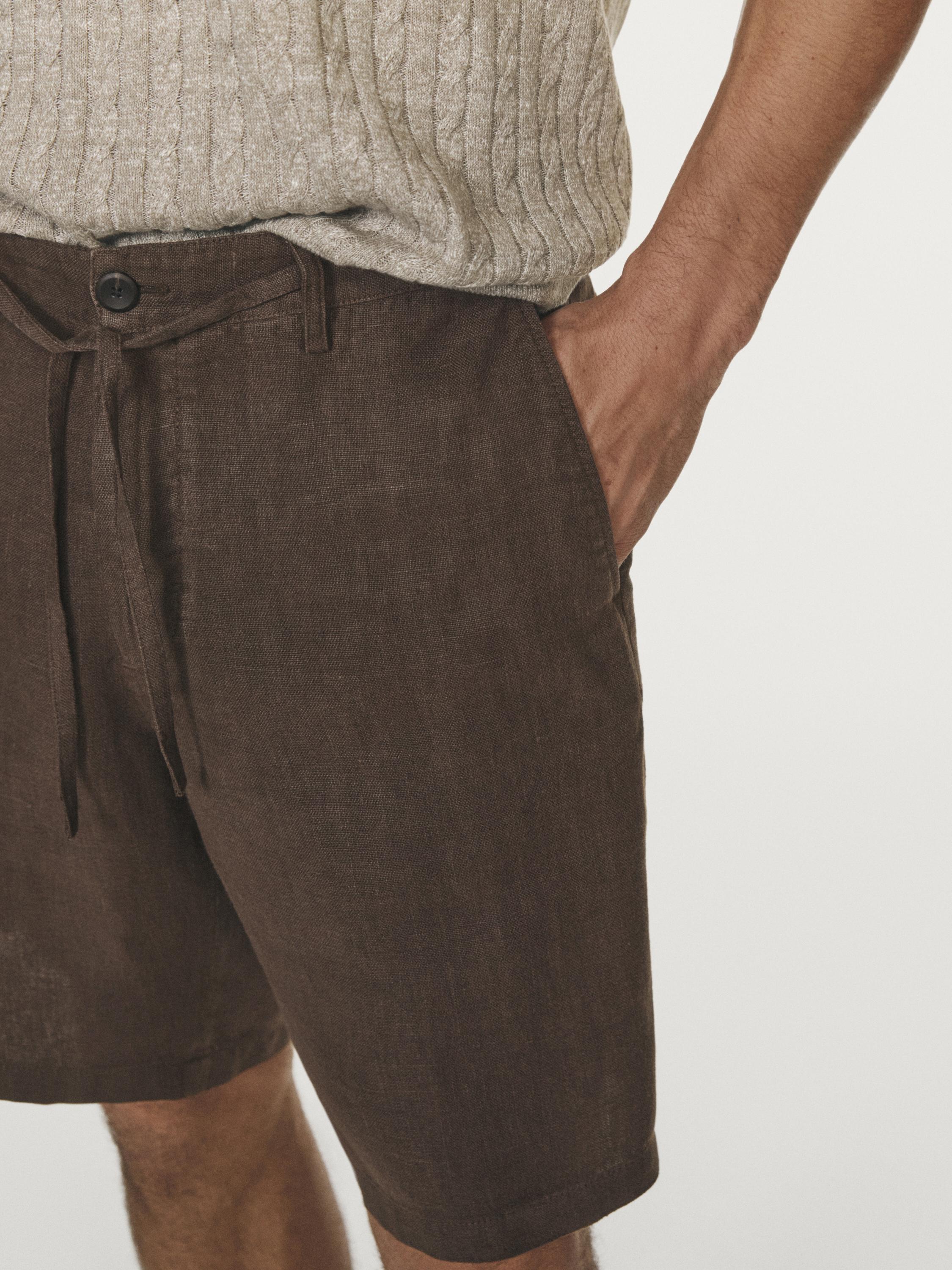 100% linen Bermuda shorts