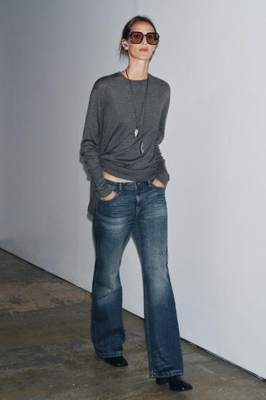 JEANS ZW COLLECTION BOOTCUT بسرج قصير - أزرق الخاص بـ Zara