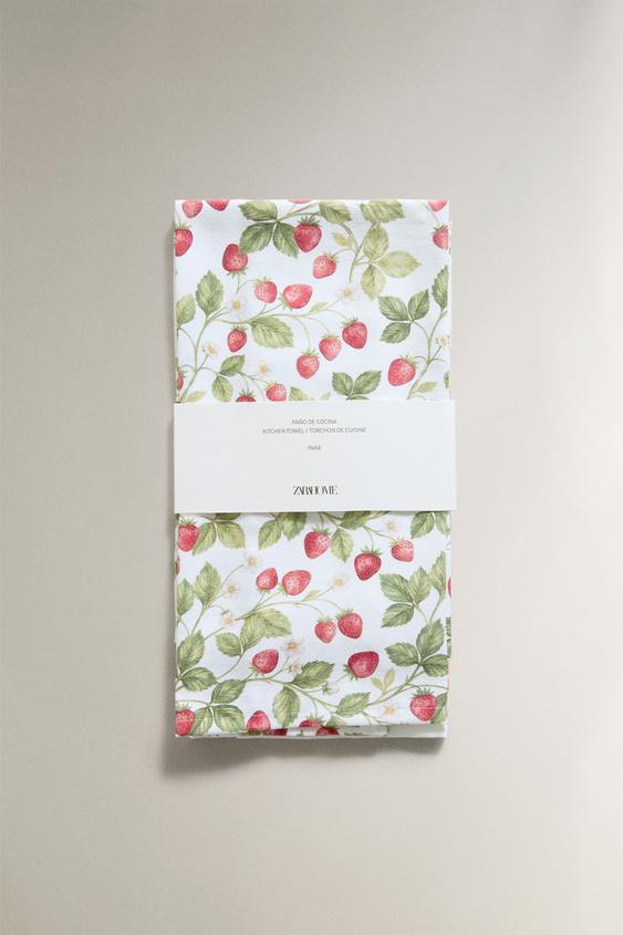 LOT TORCHONS CUISINE FLEURS (LOT DE 2) - Blanc / Rouge de Zara - Image 4