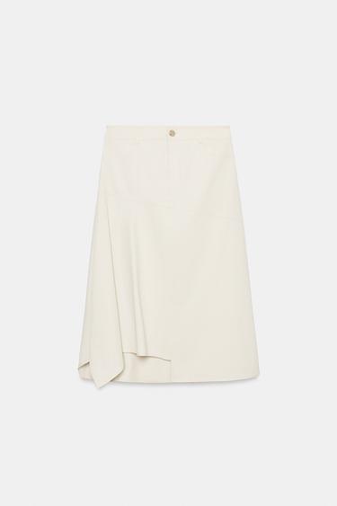 ASYMMETRIC MIDI SKIRT - Oyster-white by Zara - Image 0