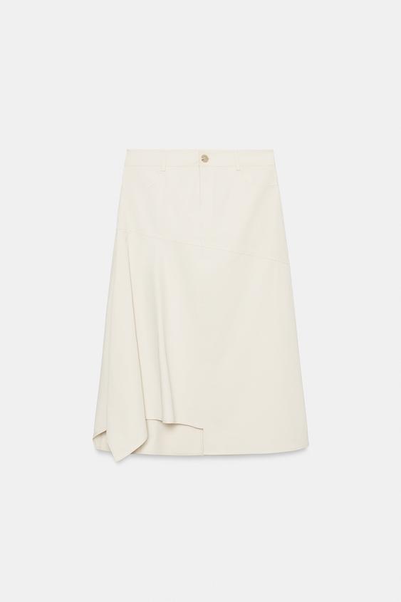 ASYMMETRIC MIDI SKIRT - Oyster-white by Zara - Image 0