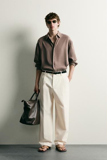 CAMISA FLUIDA RELAXED FIT - Gris topo de Zara - Imagen 0