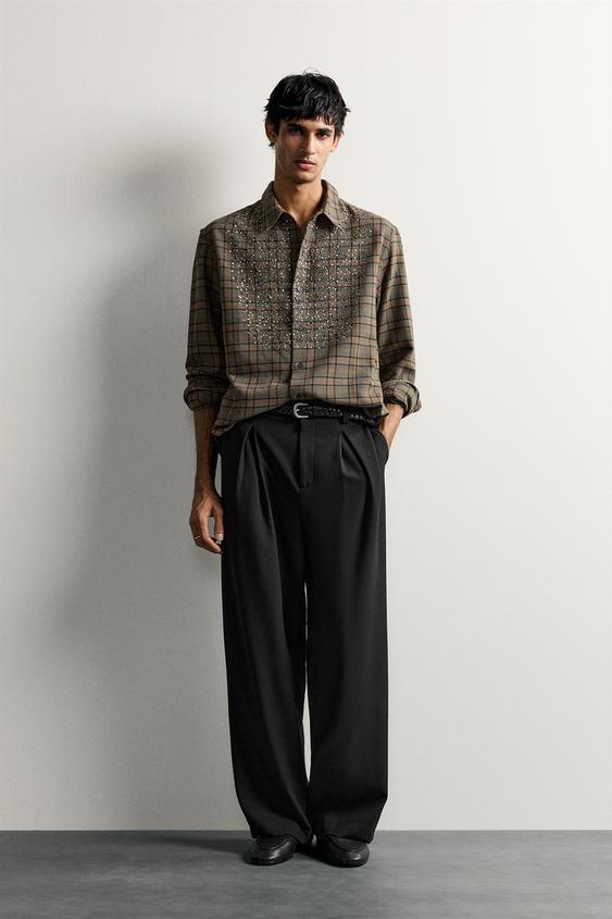 CHECK AND SEQUIN SHIRT - Green by Zara - Image 0