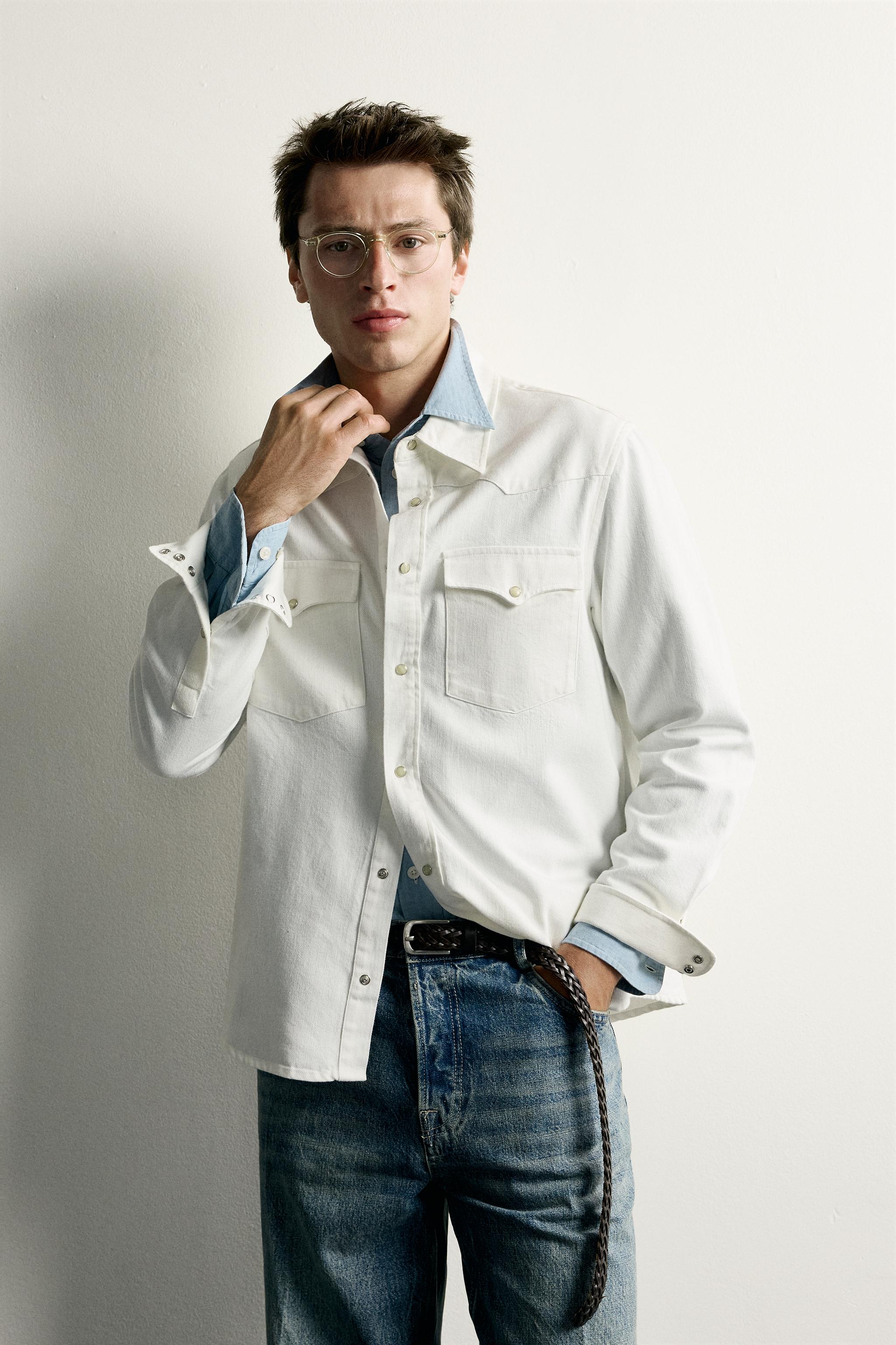 COTTON-LYOCELL REGULAR FIT WESTERN SHIRT — White