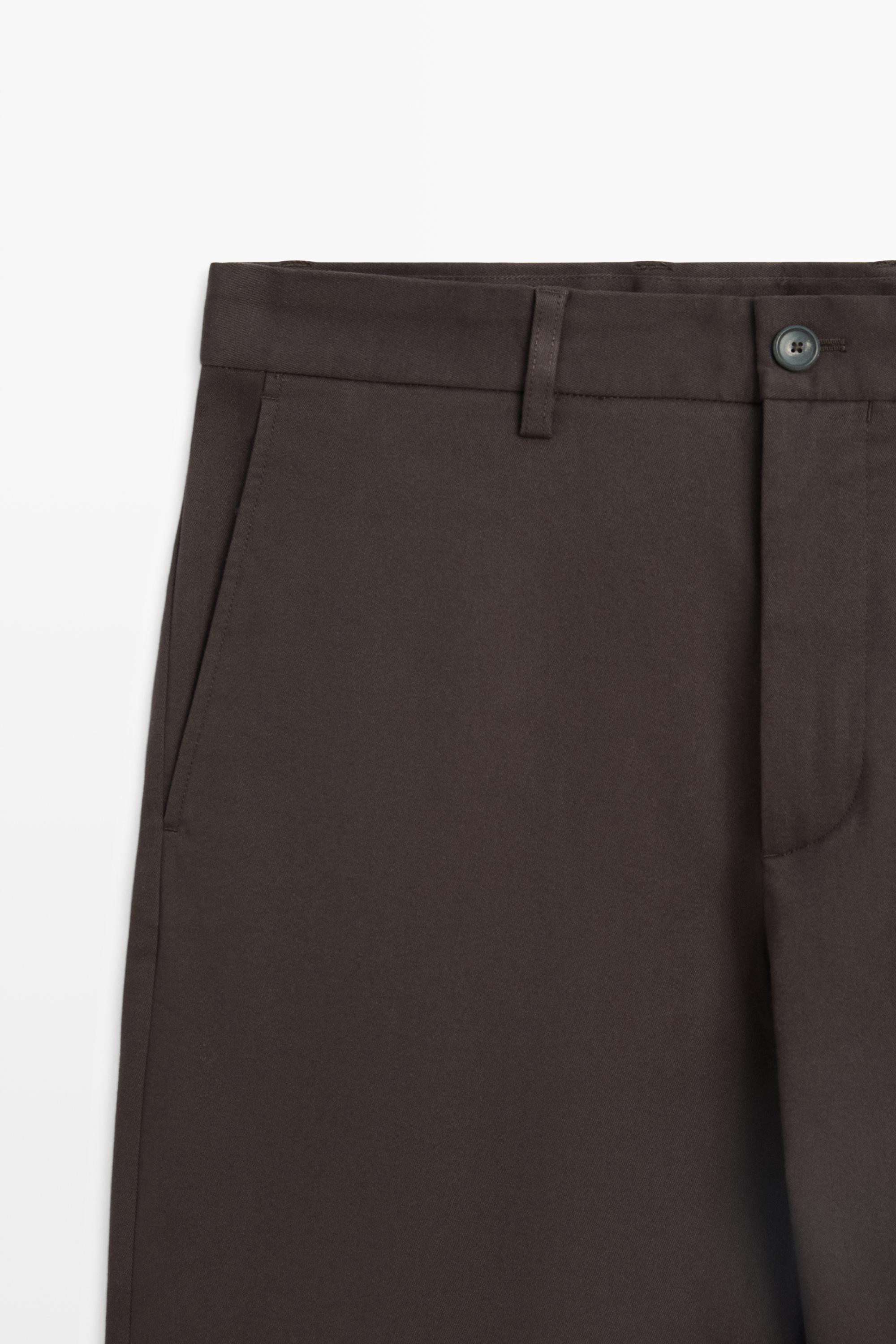 Cotton blend straight-leg pants