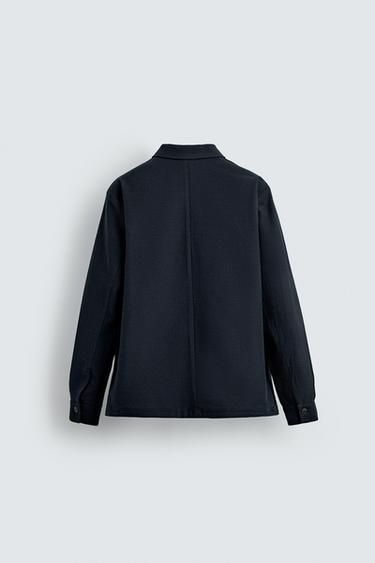 TEXTURED REGULAR FIT OVERSHIRT - Navy blue by Zara - Image 8