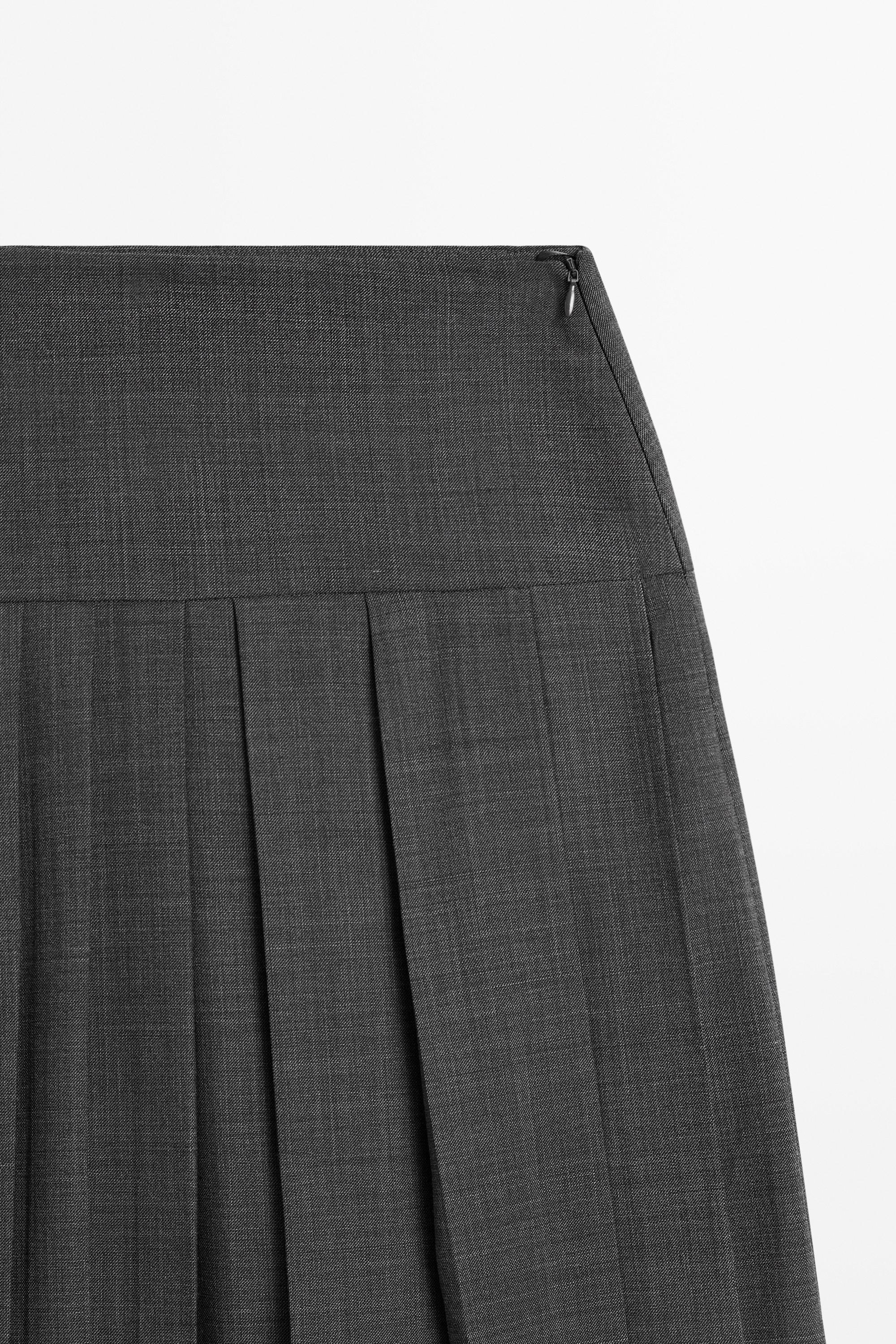 Jupe midi plissée en laine