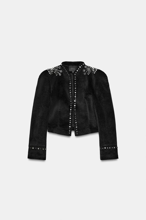 FITTED STUDDED JACKET - Black by Zara - Image 0