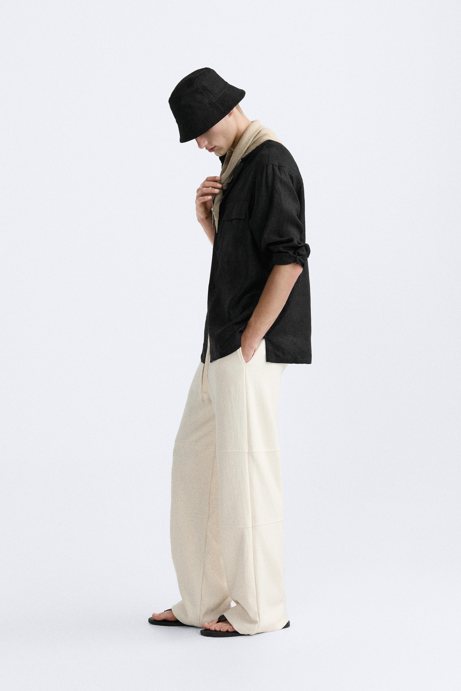 TEXTURED JOGGER WAIST PANTS - Oyster-white