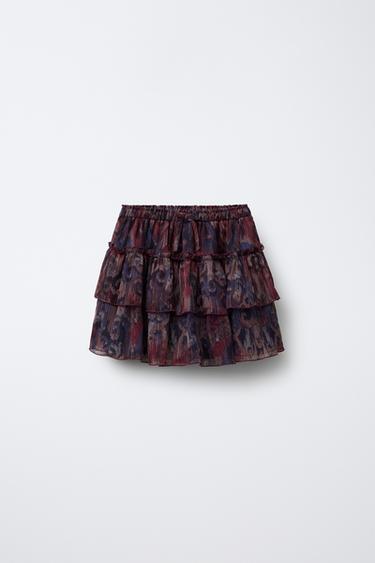 Zara METALLIC THREAD PRINTED SKORT - Multicolored