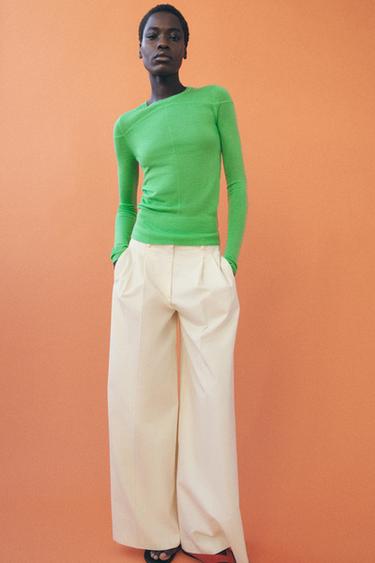 JERSEY PUNTO FINO CON LANA - VERDE de Zara