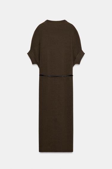 VESTIDO PUNTO CINTURÓN - Visón de Zara