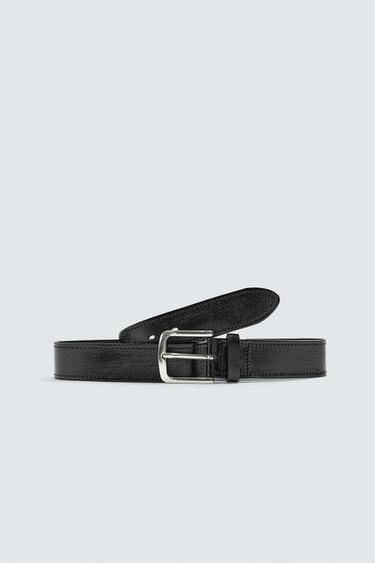 WIDE LEATHER BELT - Black by Zara