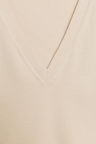 V-NECK T-SHIRT - Stone by Zara - Image 7