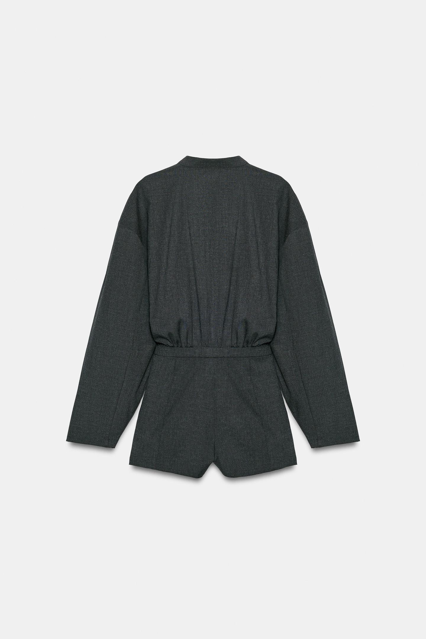 Женский комбинезон Zara Zip-Up Short Jumpsuit, цвет: Антрацитовый серый — фото 9