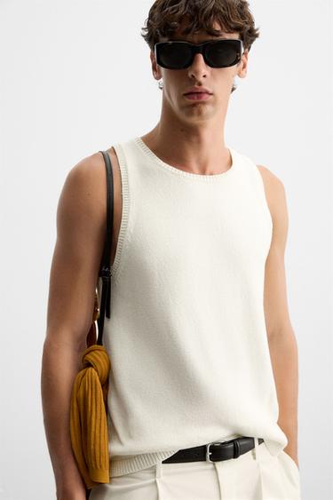 TEXTURED KNIT TANK TOP - Ecru by Zara - Image 4