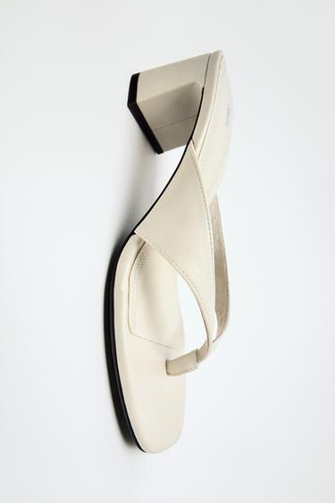 SANDALES À TALONS LARGES - blanc de Zara