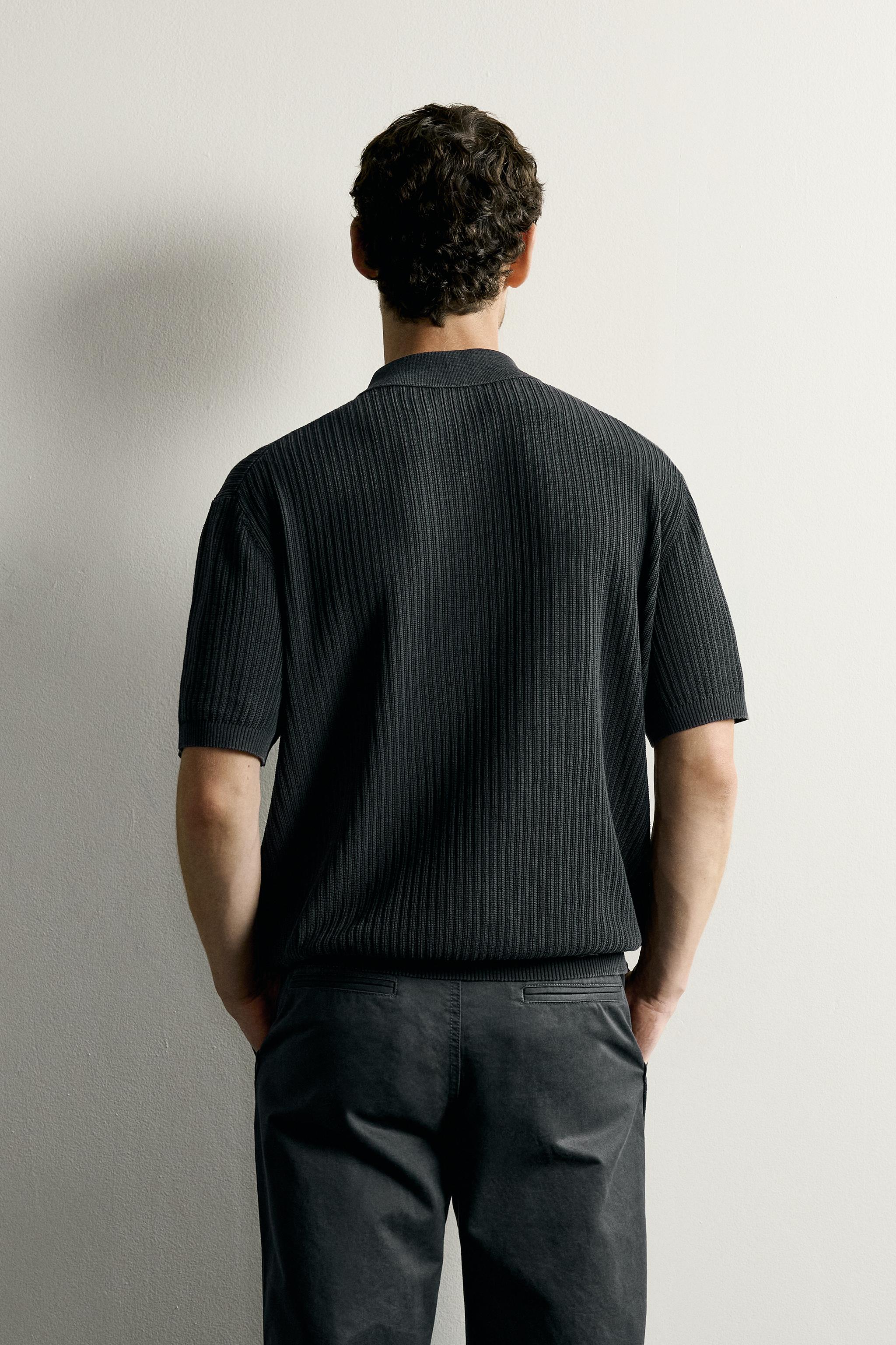 Zara DOKULU REGULAR FIT POLO T-SHIRT görsel 3