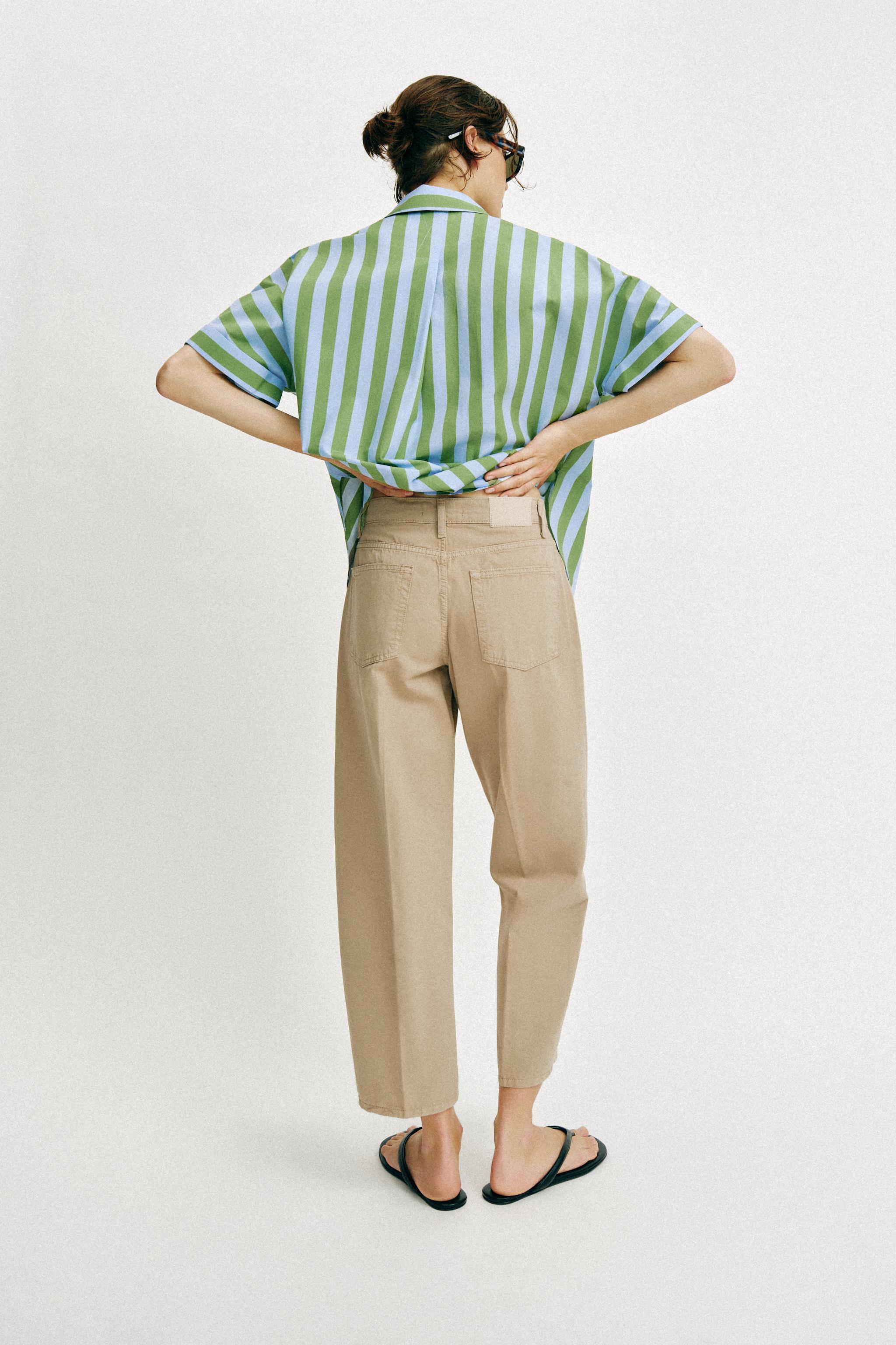 IRONED STRIPE BARREL PANTS