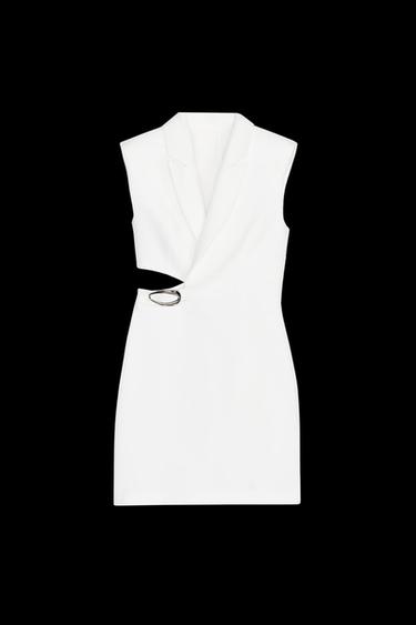 Zara CUT OUT BUCKLE MINI DRESS - Ecru - Image 0
