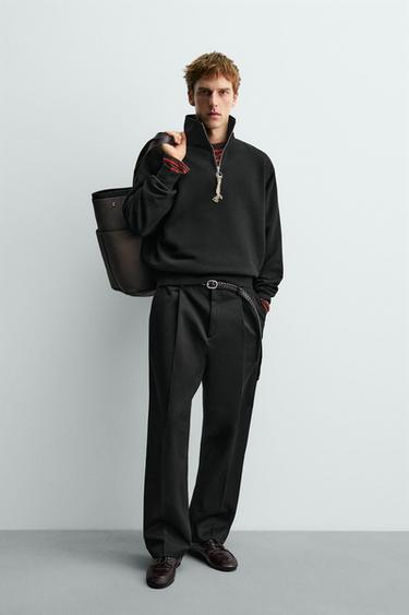 AARON LEVINE X ZARA QUARTER-ZIP SWEATSHIRT WITH TAPE DETAIL - Black by Zara