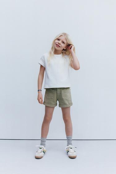 STAR STUD DENIM BERMUDA SHORTS - Green by Zara