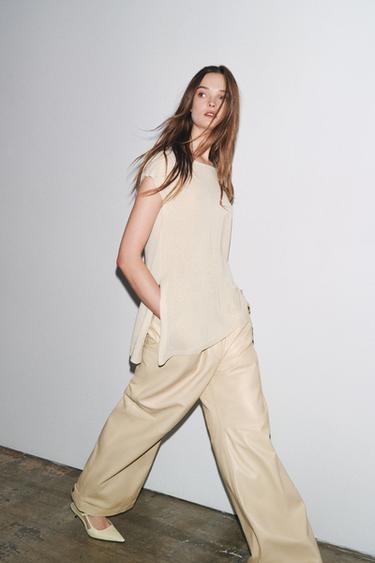 TRICOT TOP MET ASYMMETRISCHE ZOOM - Ecru van Zara - Afbeelding 0