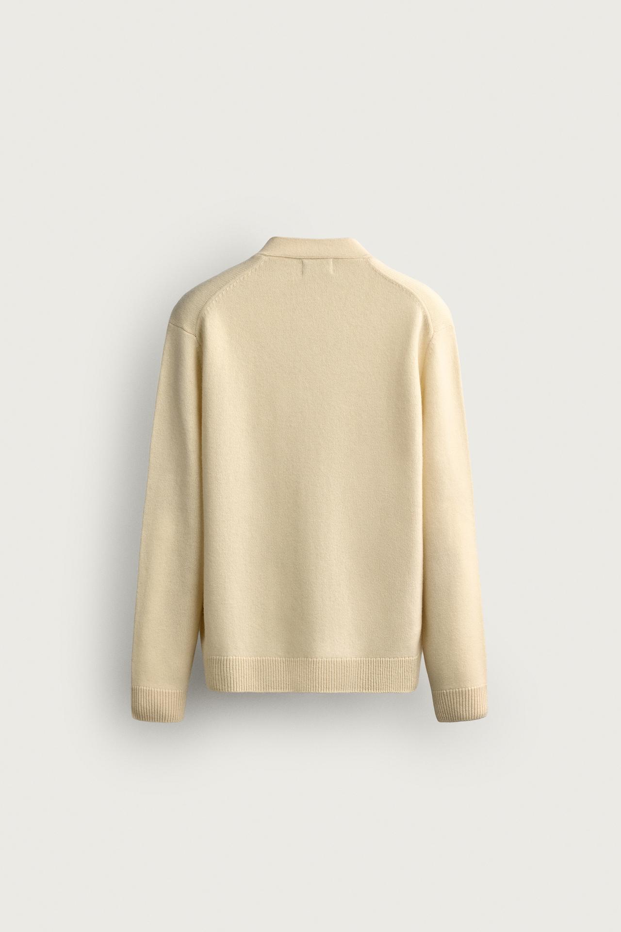 WOOL BLEND REGULAR FIT CARDIGAN — Butter