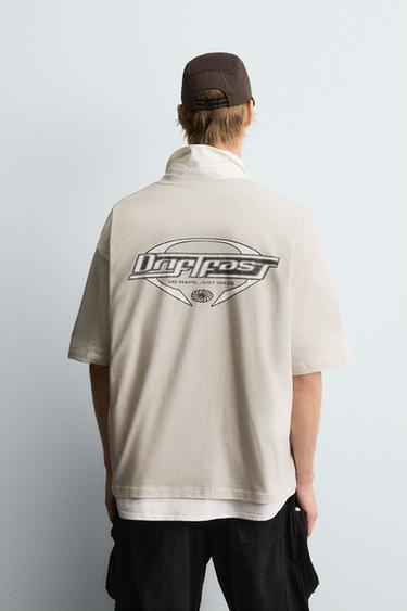 WASHED GRAPHIC T-SHIRT - Bone by Zara