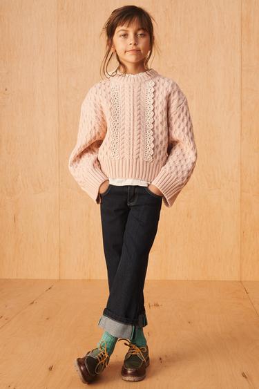 LIMITED EDITION WIDE-LEG JEANS WITH CUFFED HEM AND STITCHING - Dark navy by Zara