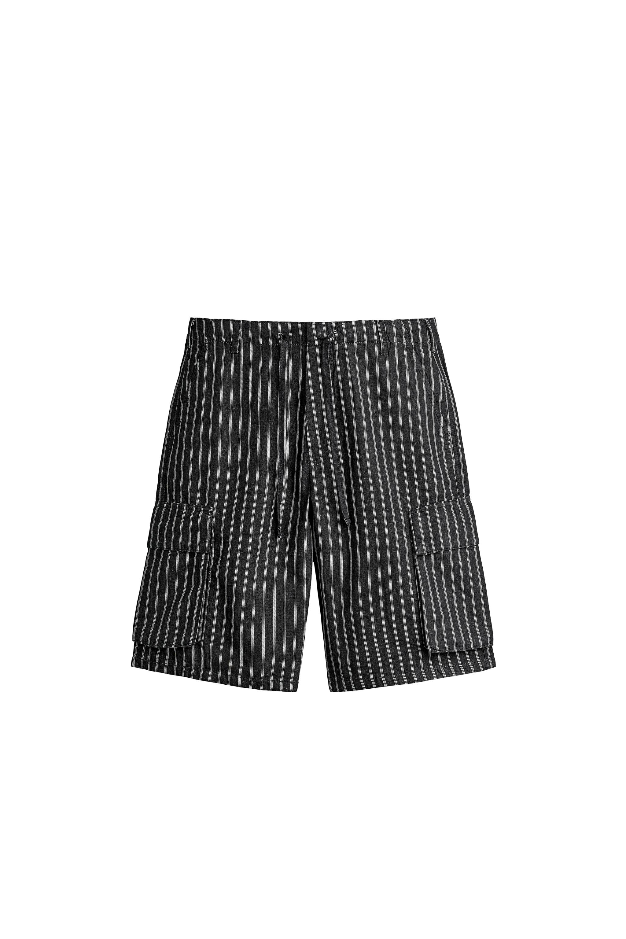 BERMUDA CARGO DENIM ALGODÓN - LINO RAYAS